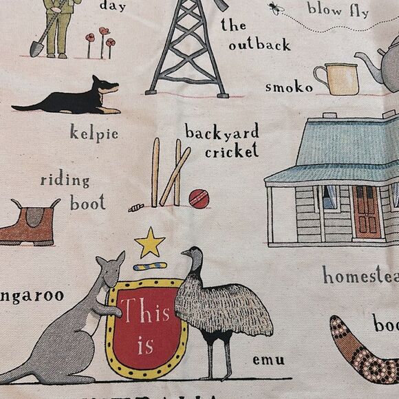 "This is Australia" Full Length Souvenir Apron Pure Cotton Language Folk Art - Picture 6 of 7